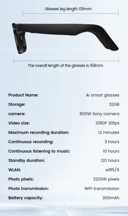 CyanVue AI Smart Glasses – 8MP Camera Glasses with Music & Call Features - DopeSales&Co