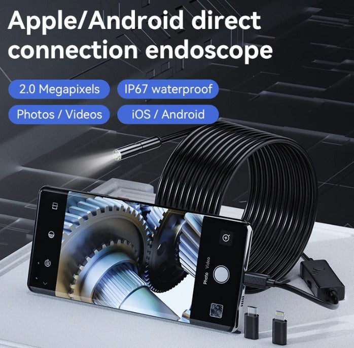 FlexScope Pro – Plug & View Inspection Cam with 5M Bendable Cable and Swappable Tool Tips - DopeSales&Co